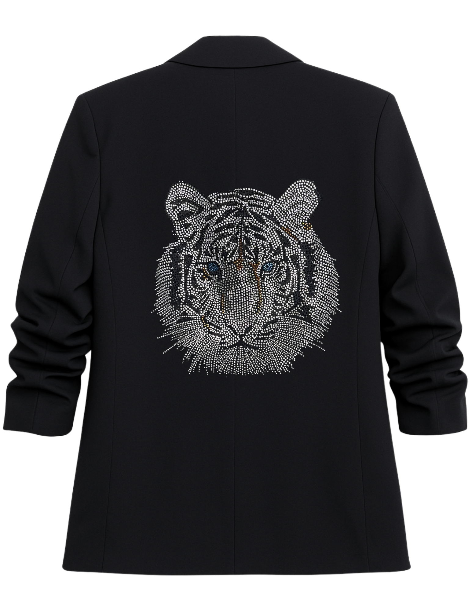 Silver Tiger Black Ruched Sleeve Blazer