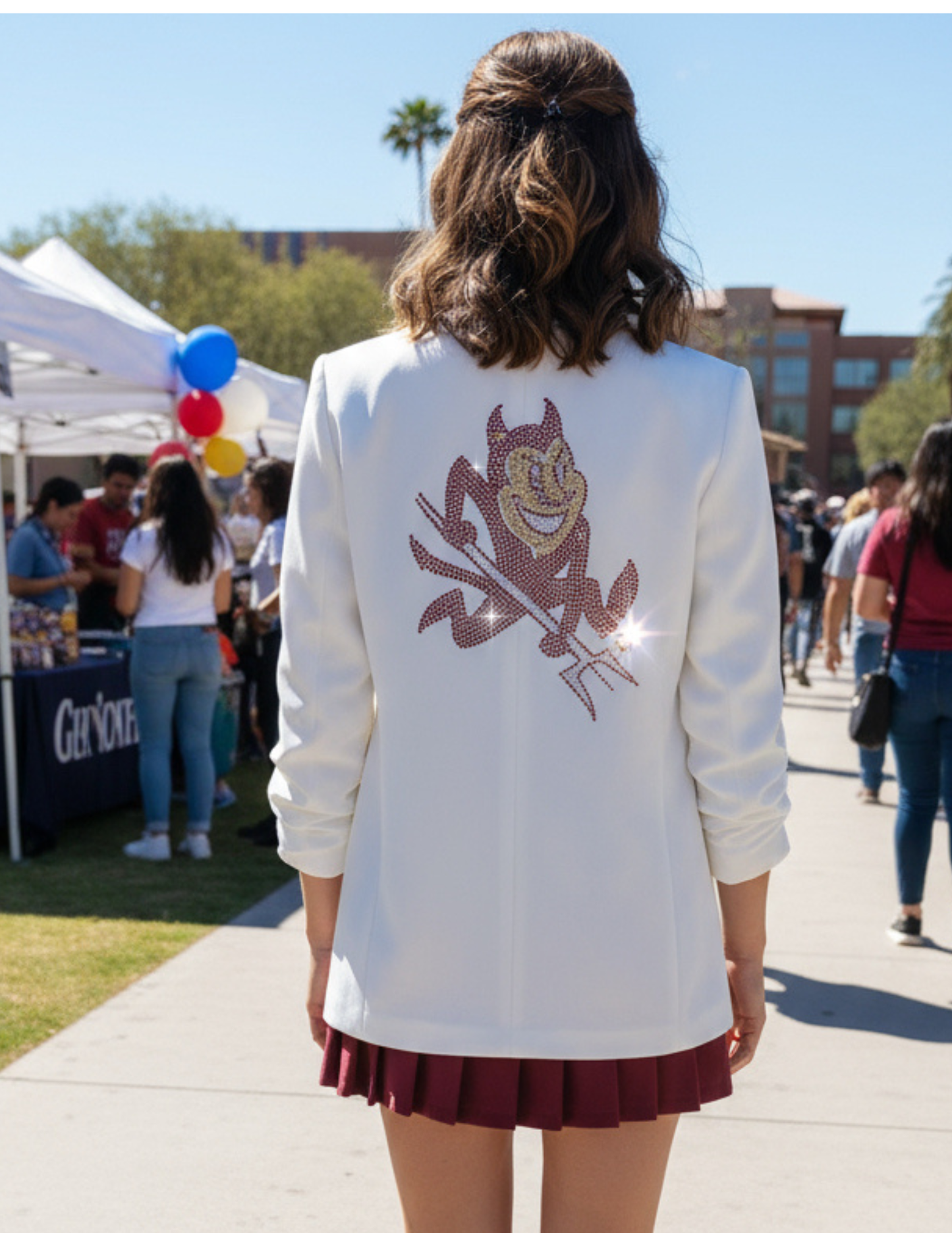 Game Day Blazer, White Ruched, Arizona State Sun Devil
