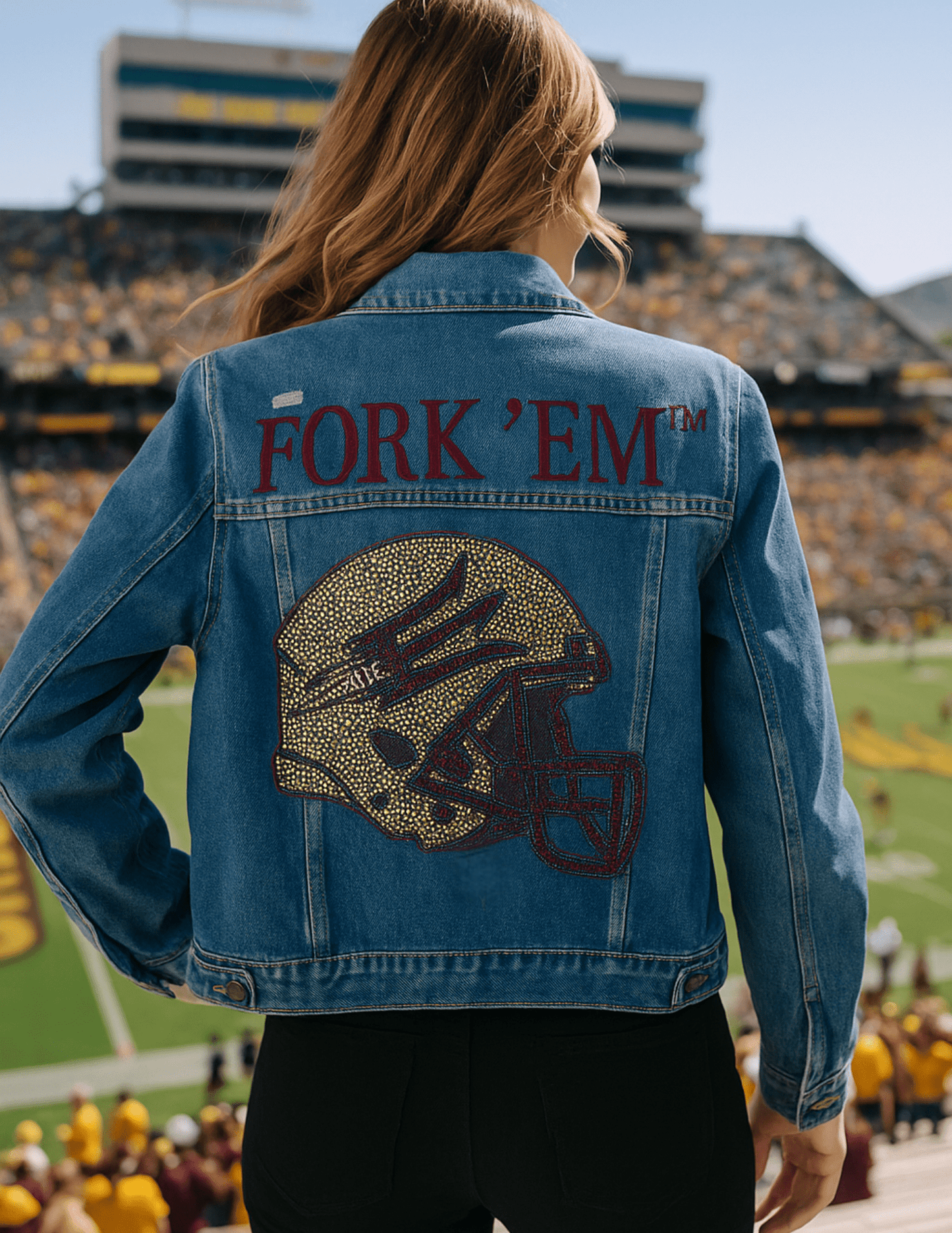 Game Day Jacket, Denim, Arizona State Fork 'Em Helmet