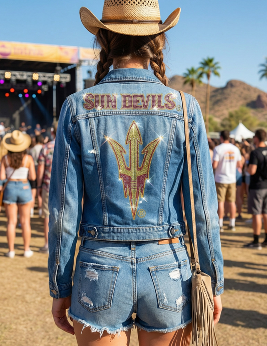 Arizona State Fork 'Em Sun Devils Blue Denim Jacket