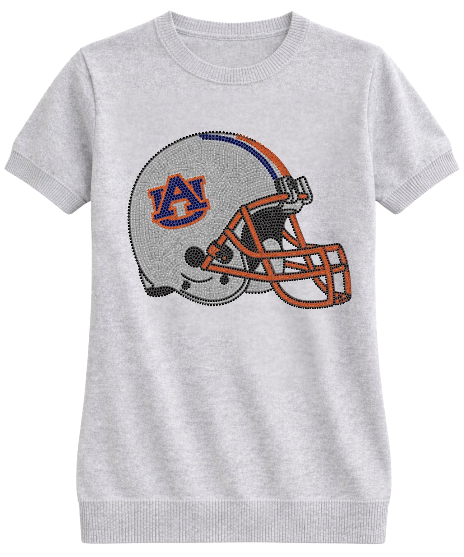 Auburn University Helmet Gray Short Sleeve Sweater