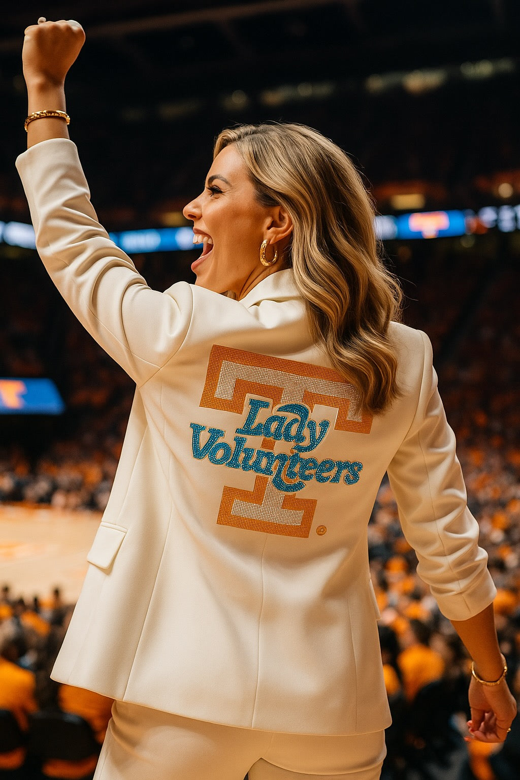 Game Day Blazer, Ruched White, Tennessee Vols Lady Volunteers T