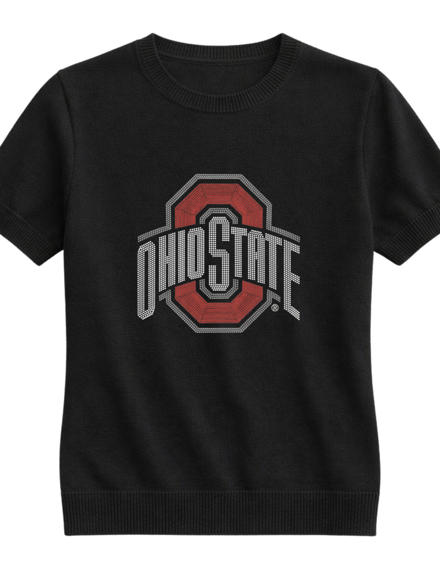 Ohio State Red Block O Black Short Sleeve Sweater