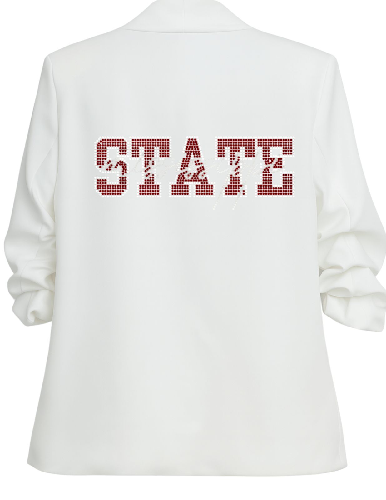 Mississippi State Script White Ruched Sleeve Blazer