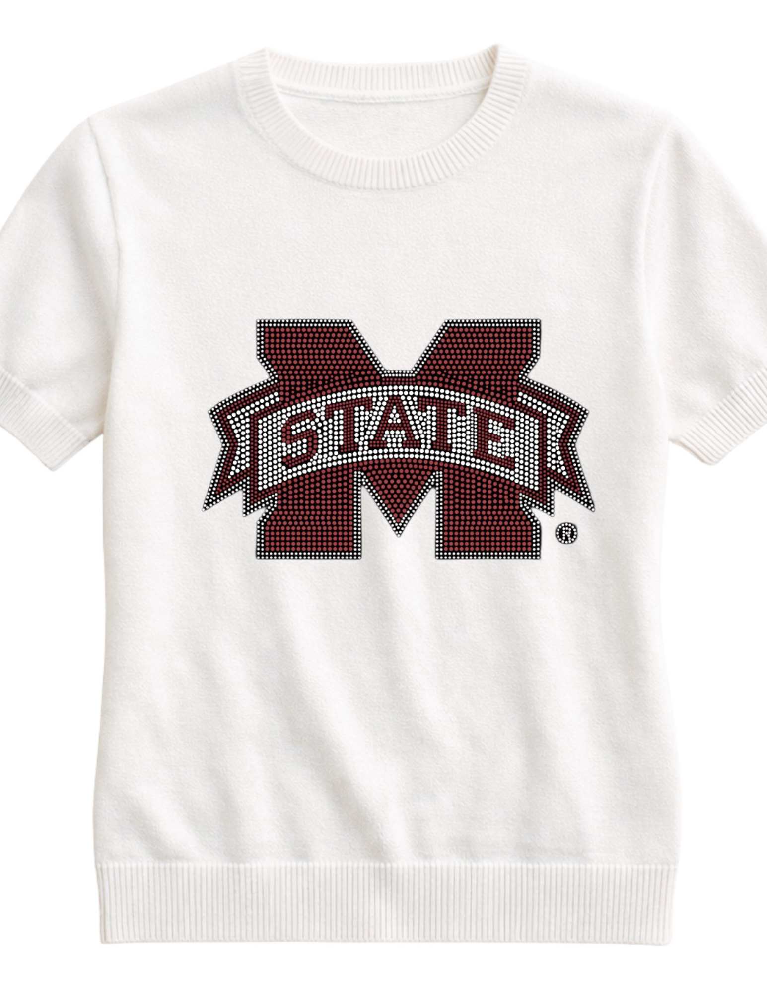 Mississippi State M State Ivory Short Sleeve Sweater