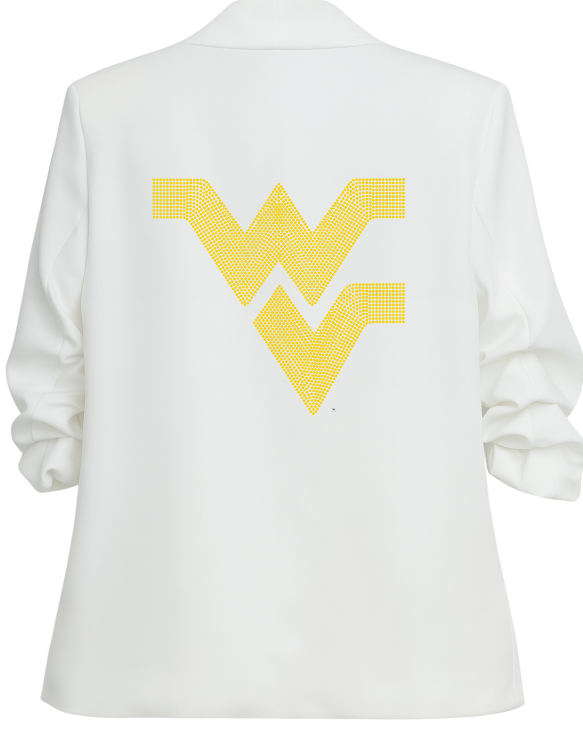 West Virginia Gold WVU White Ruched Sleeve Blazer