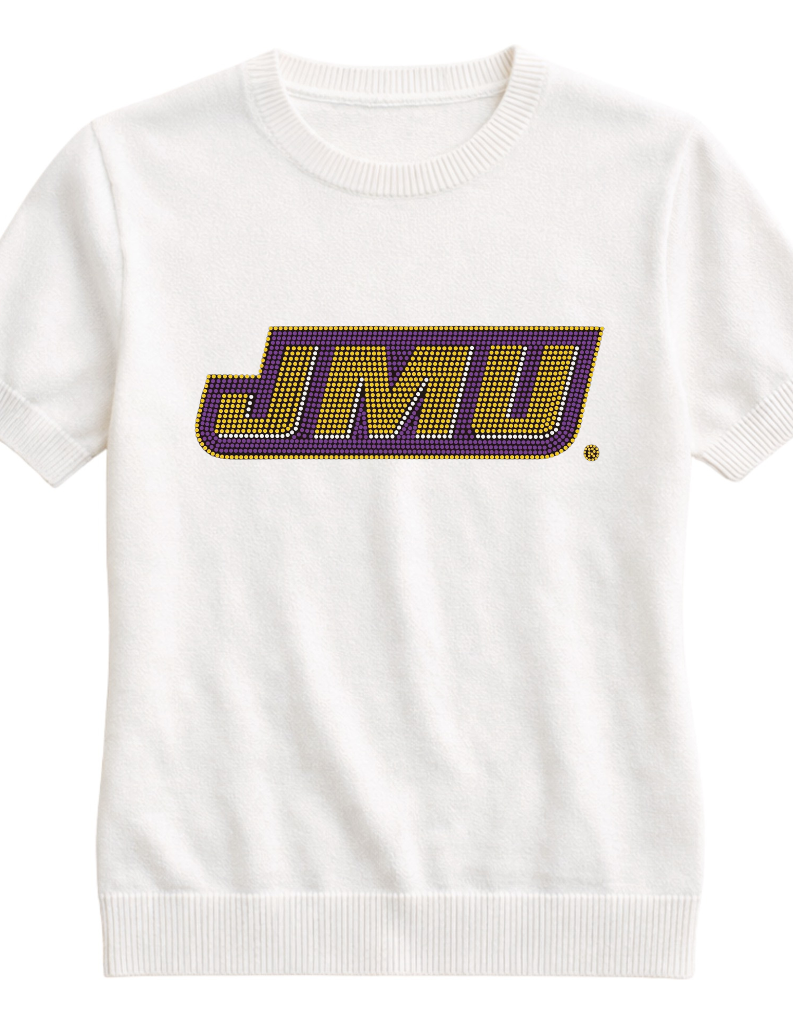 James Madison Logo Ivory Short Sleeve Sweater