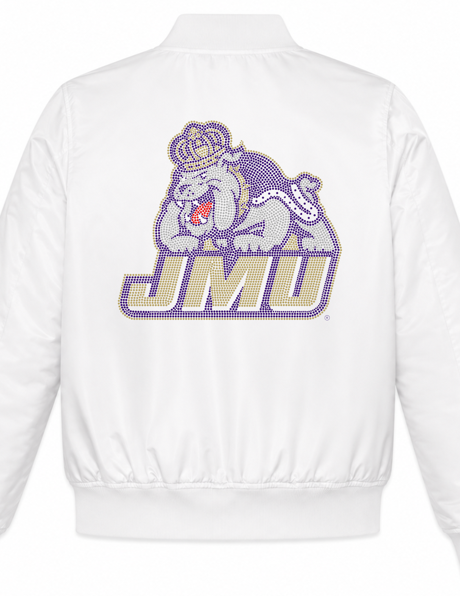 James Madison Bulldog JMU White Bomber Jacket