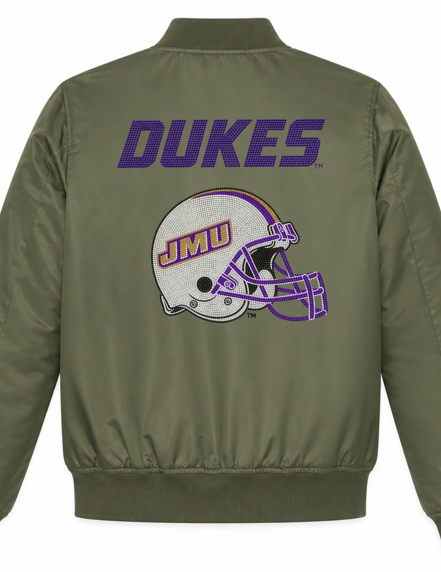 James Madison Helmet Dukes Army Green Bomber Jacket
