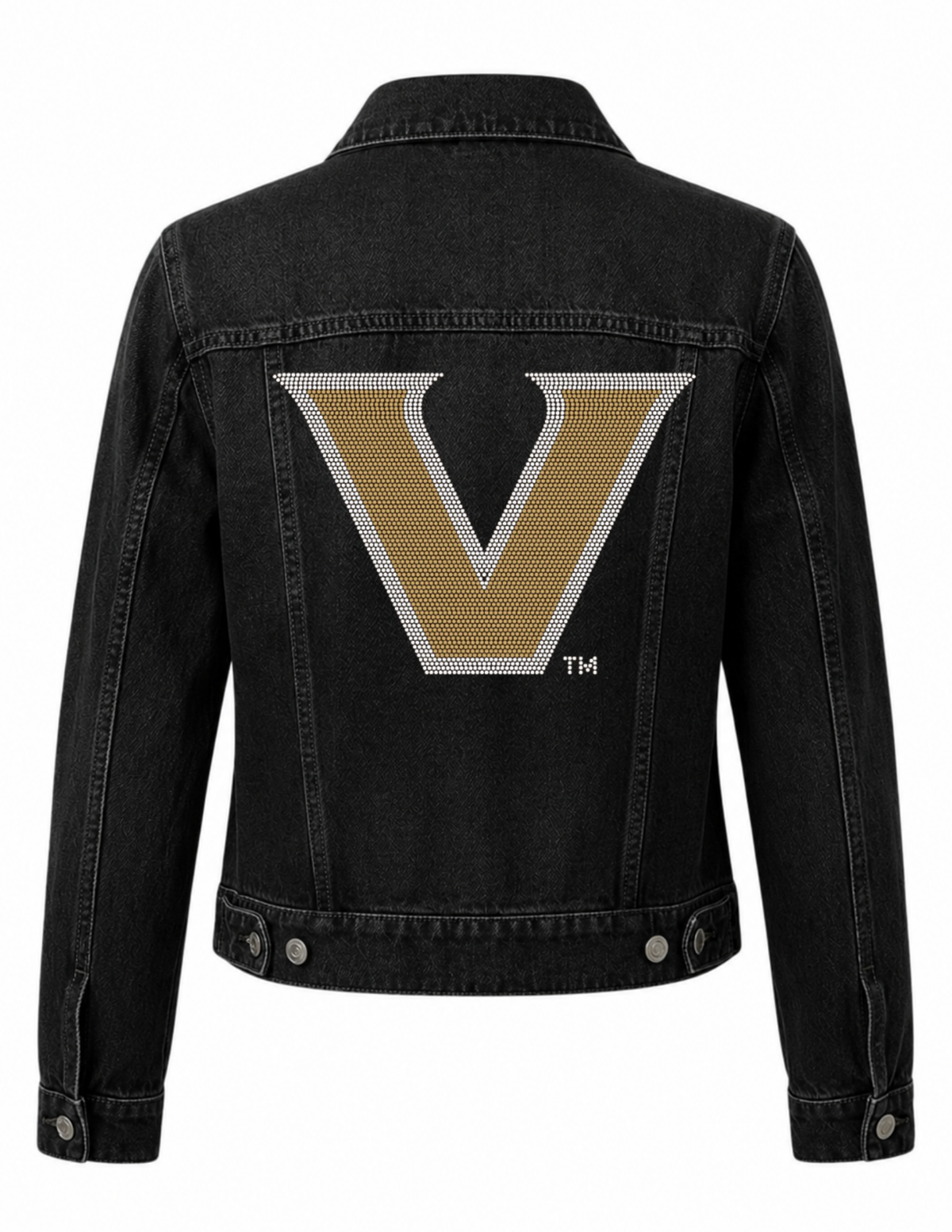 Vanderbilt University Gold & Silver V Black Denim Jacket