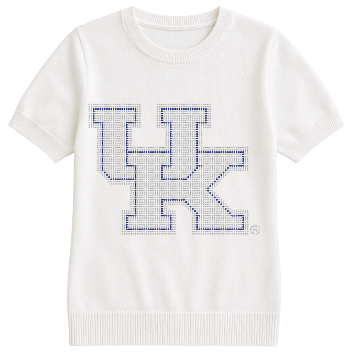 University of Kentucky Interlocking UK Ivory Short Sleeve Sweater, view 3