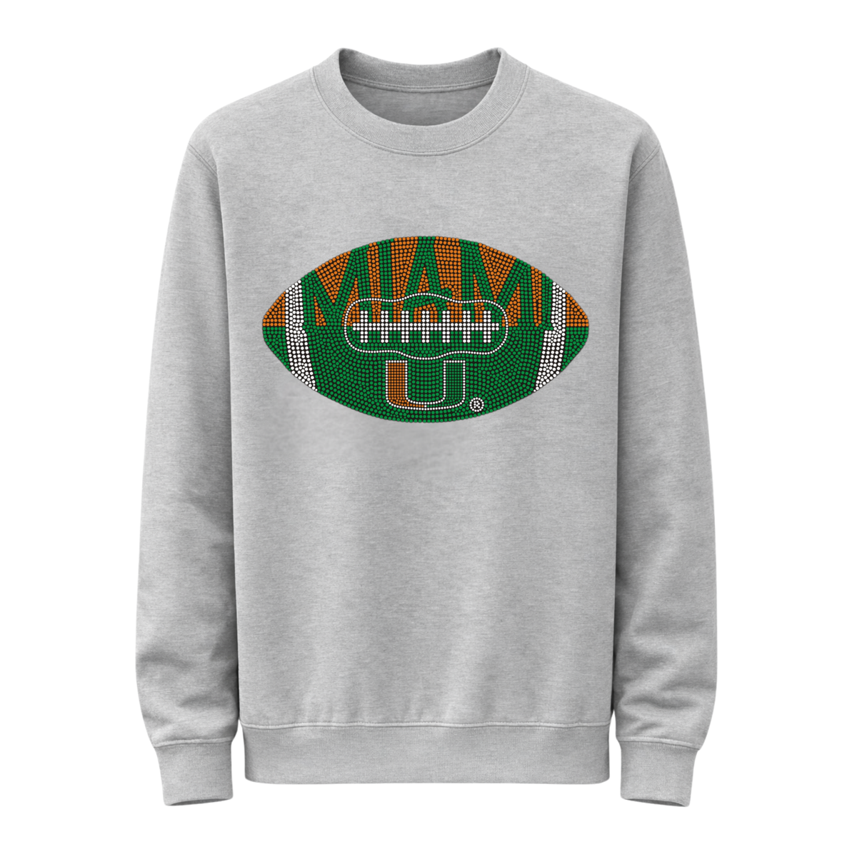 University of Miami Football Gray Crewneck Sweatshirt