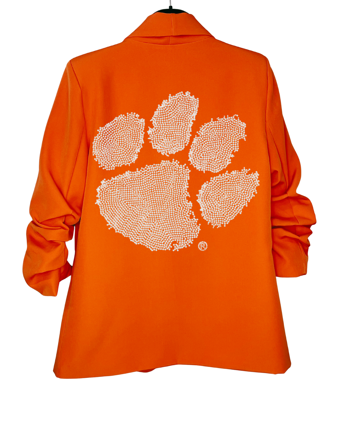 Clemson Paw Orange Ruched Sleeve Blazer
