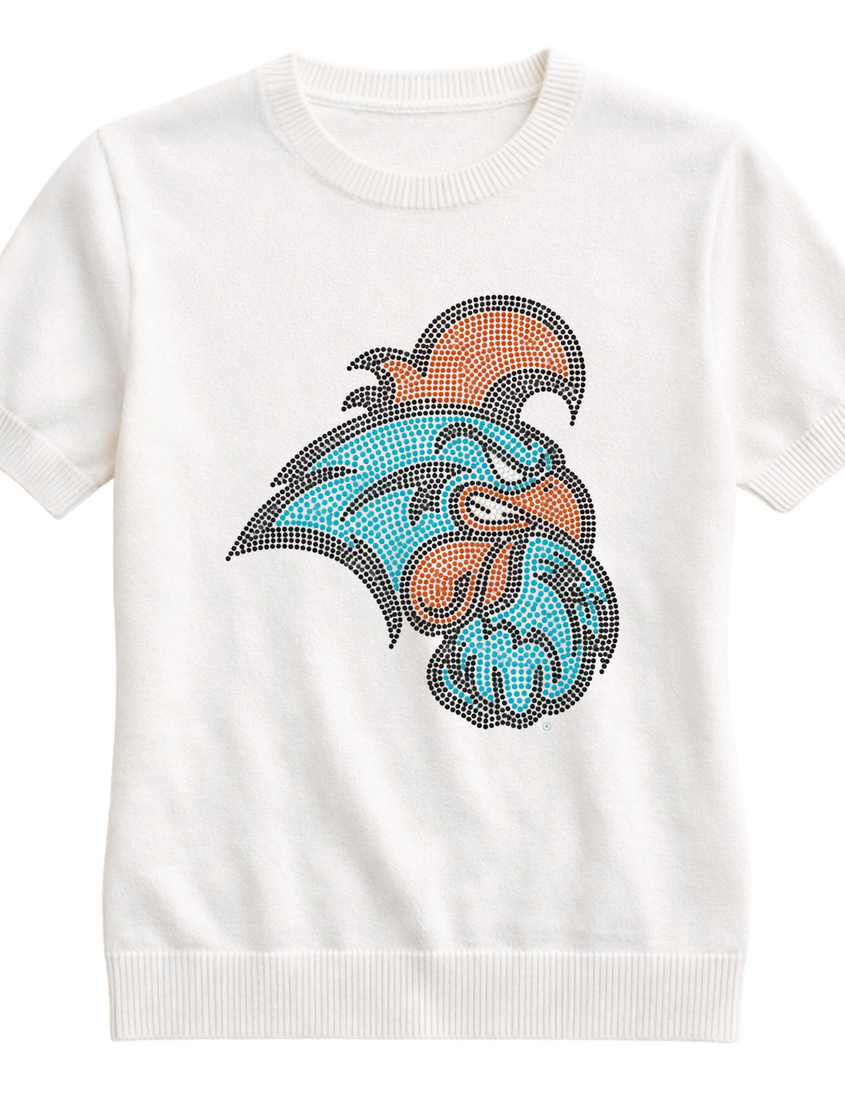 Coastal Carolina Chanticleer Head Ivory Short Sleeve Sweater