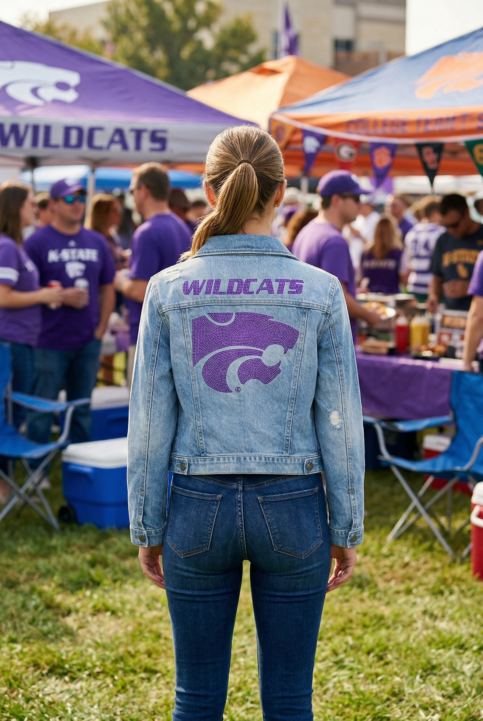 Game Day Jacket, Blue Denim, Kansas State Wildcats & Head