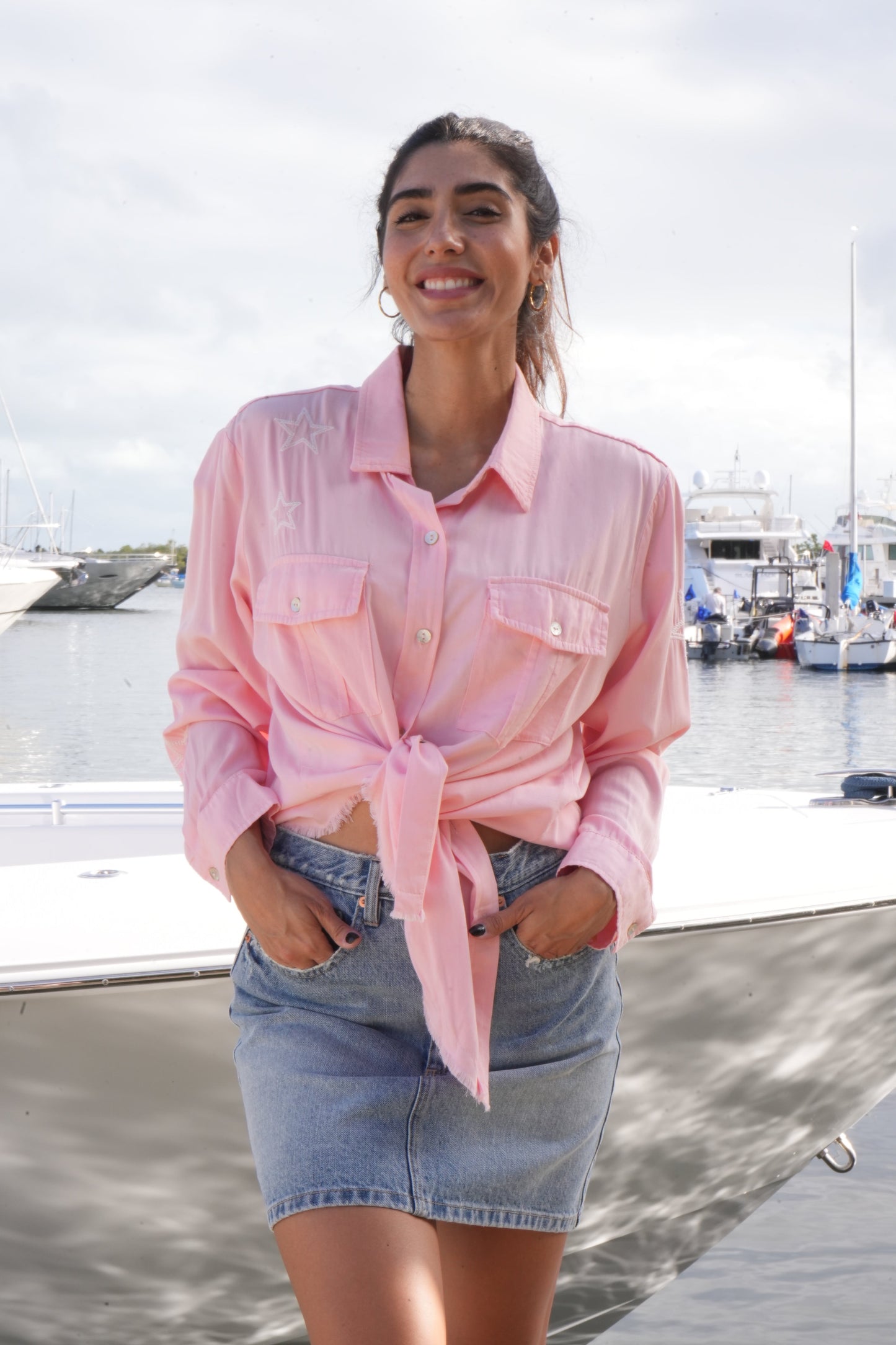 Shirt, Embroidered Star Light Pink, Love Repeater