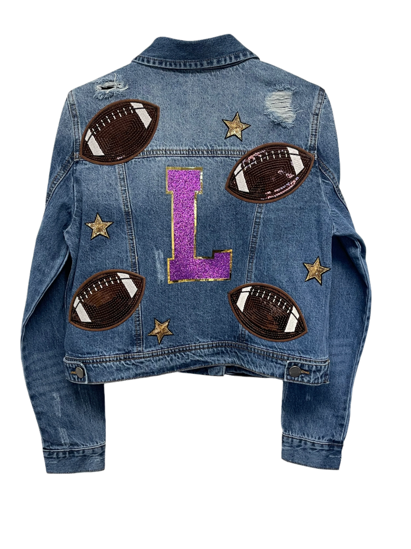 Game Day Jacket, Blue Denim, Football Explosion LSU L