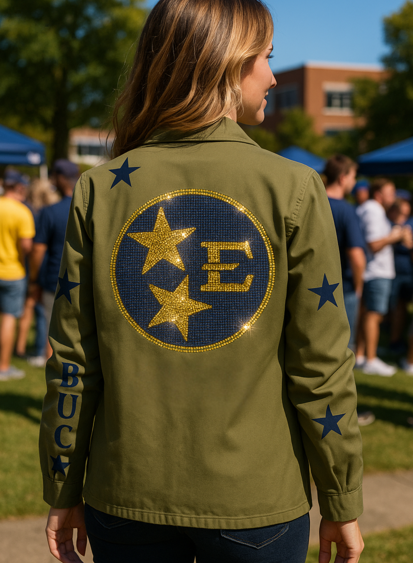 East Tennessee Circle Star Logo & Bucs Army Green Shacket