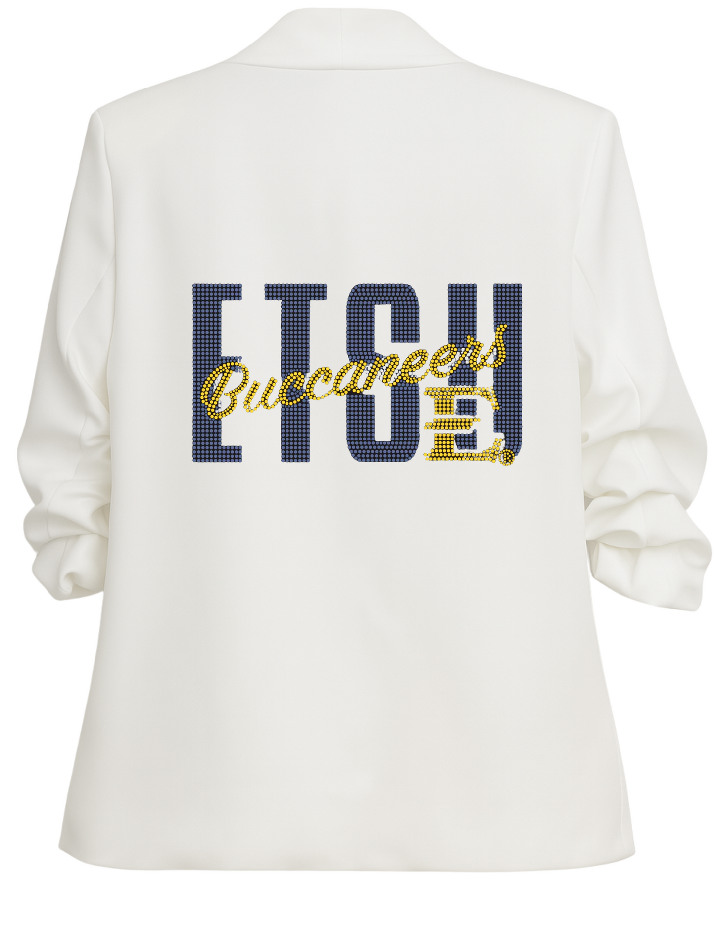 Game Day Blazer, White Ruched, East Tennessee State ETSU Buccaneers
