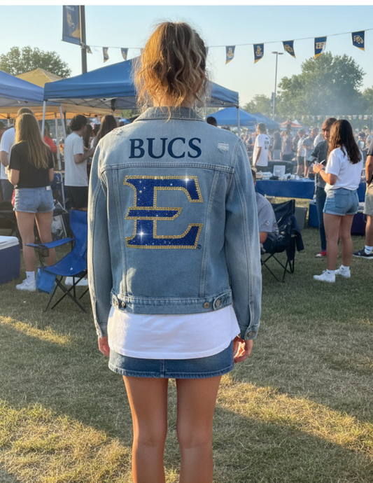 Game Day Jacket, Denim, East Tennessee State Bucs E