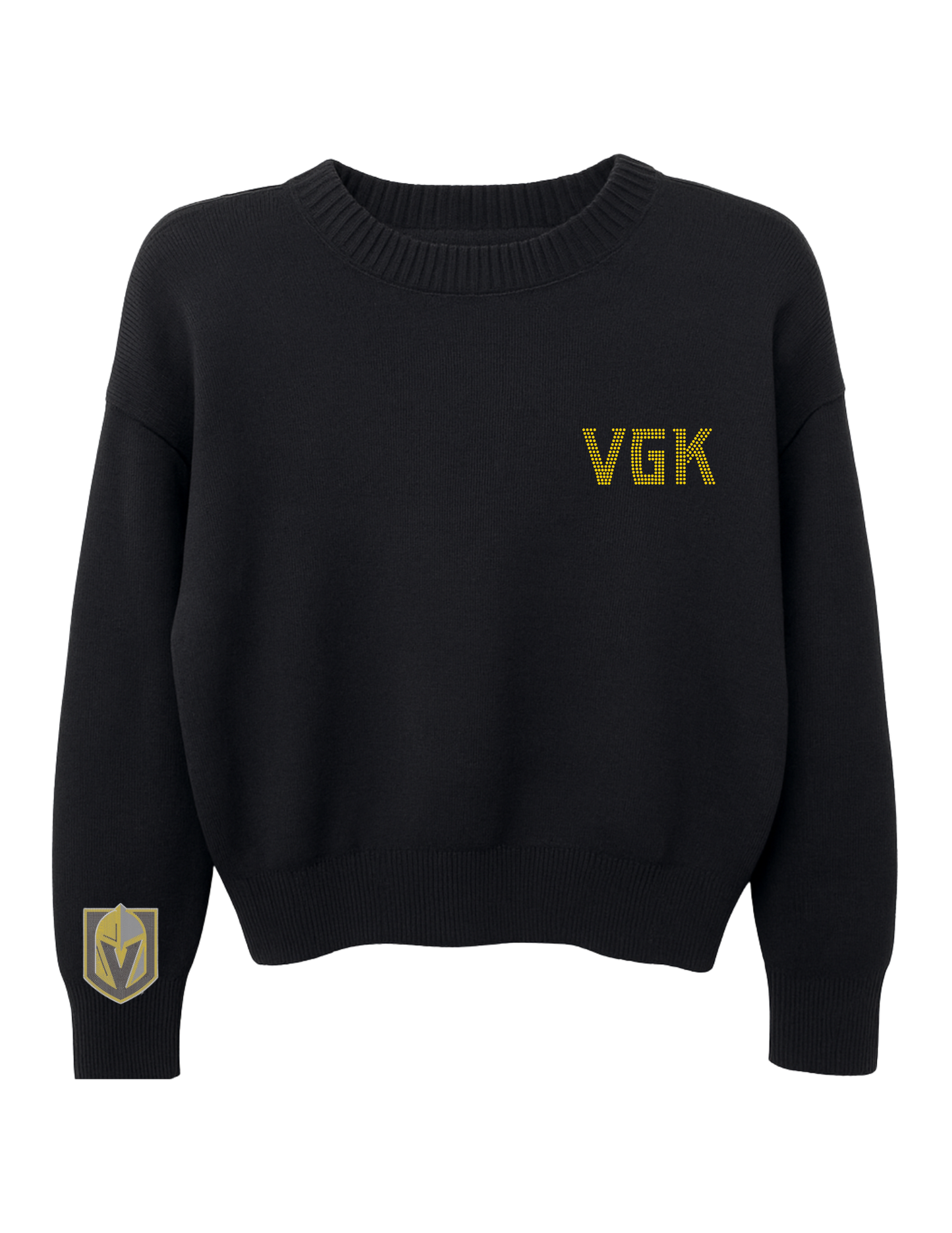 Vegas Golden Knights Black Crewneck Small Helmet & VGK Logo Sweater