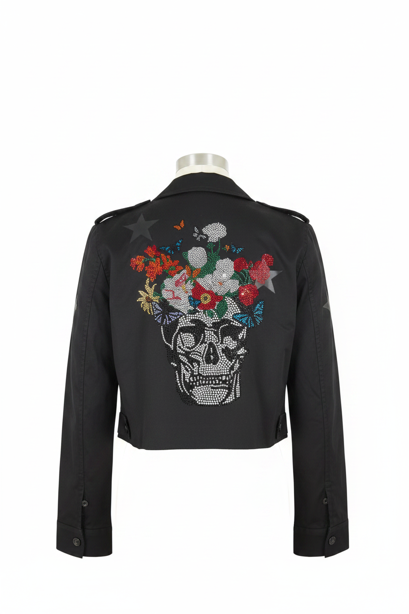 Flower Skull Black Shacket