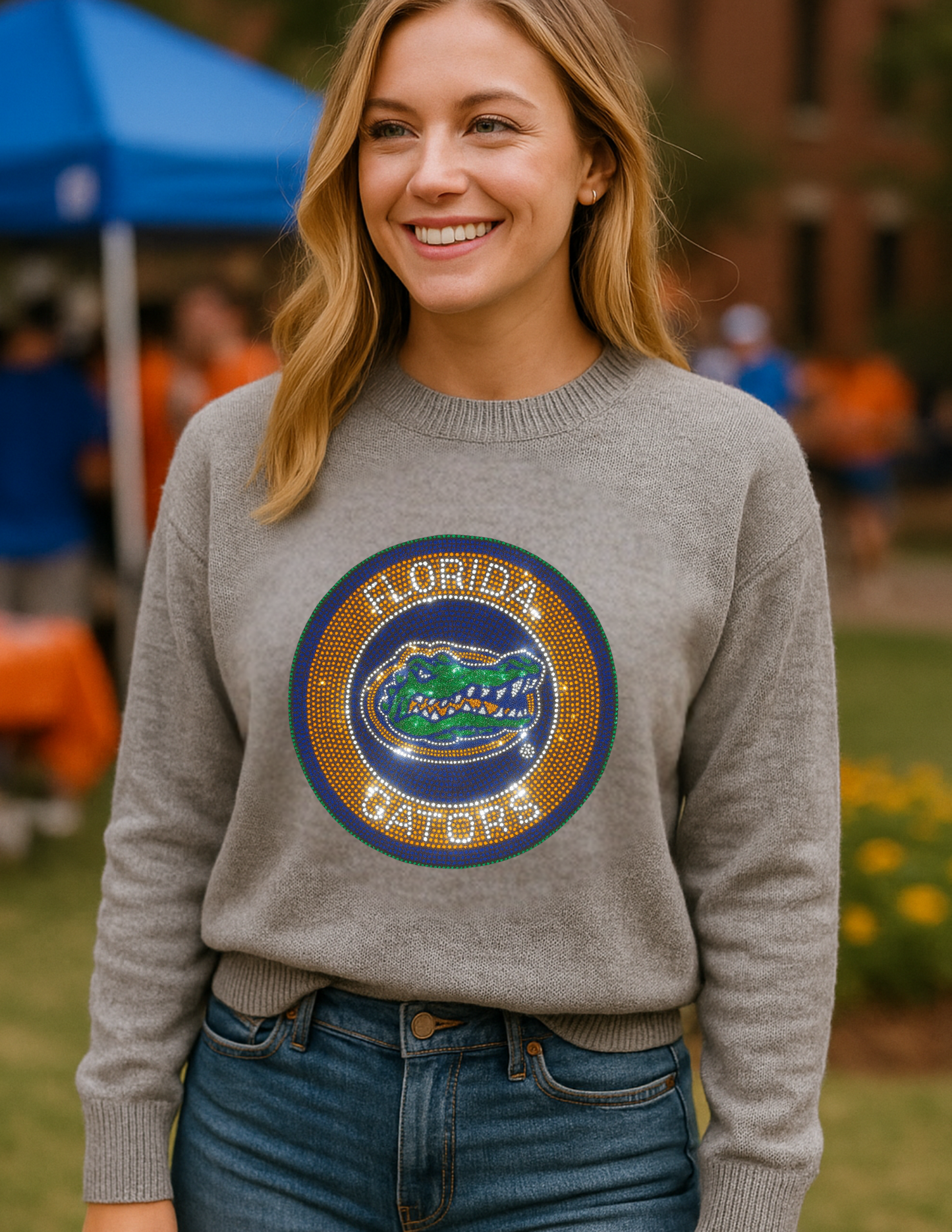 University of Florida Circle Gator Decal Gray Crewneck Sweater