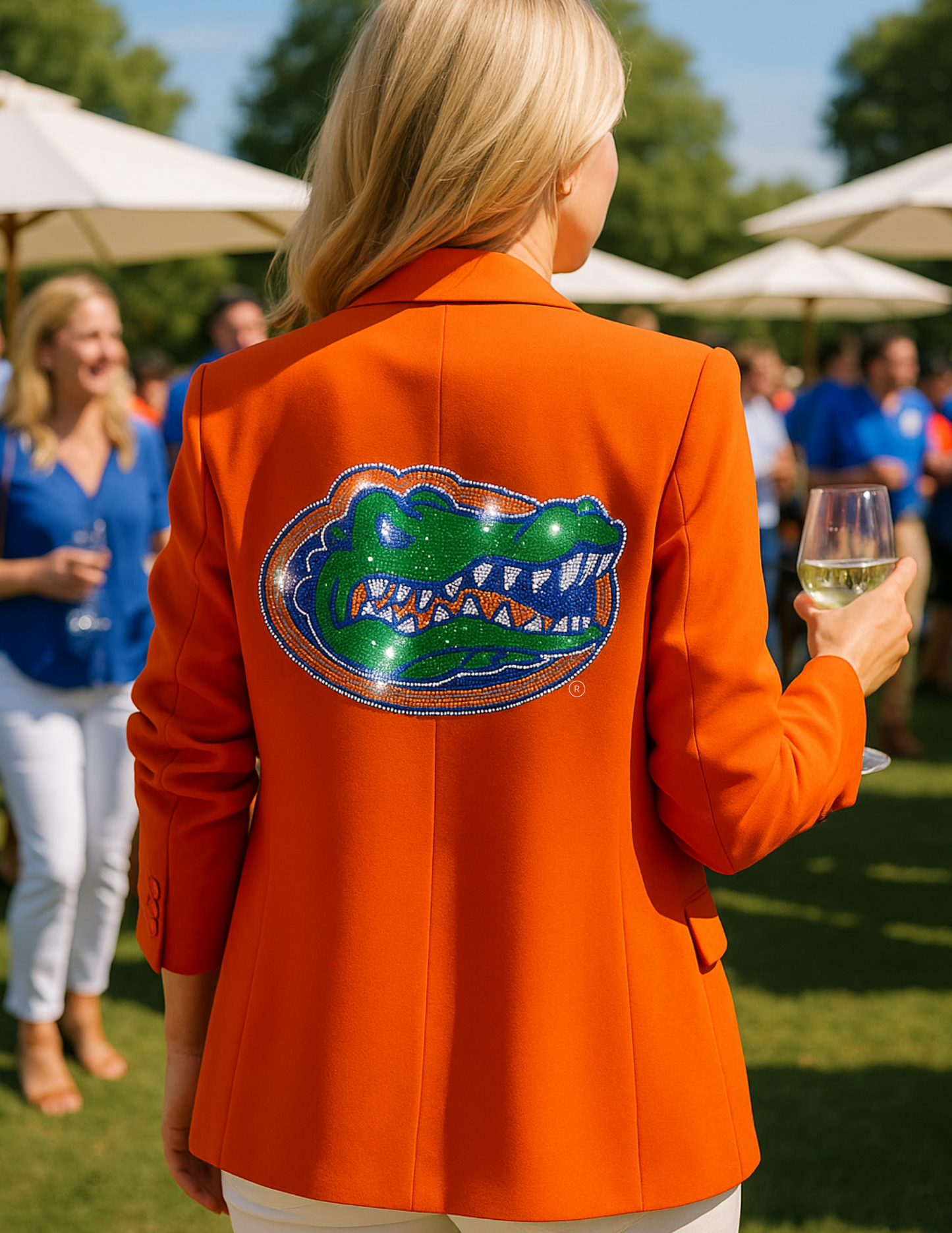 University of Florida Gator Head Orange Ruched Sleeve Blazer