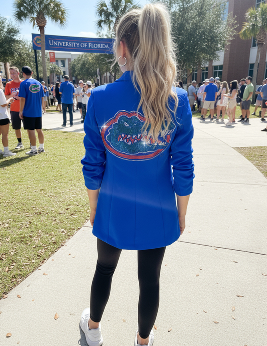 University of Florida Gator Head Royal Blue Ruched Sleeve Blazer