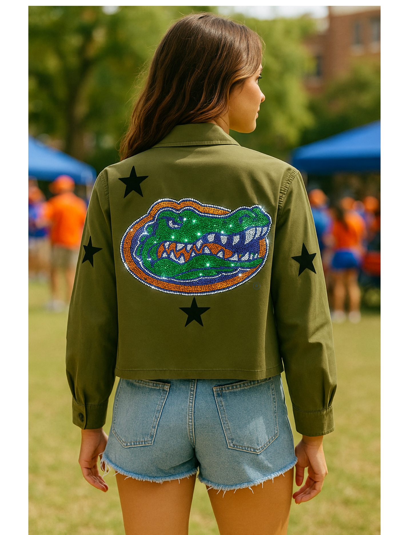 University of Florida Gator Head Army Green Shacket