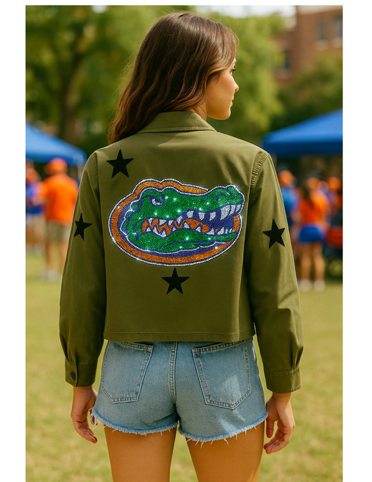 University of Florida Gator Head Army Green Shacket