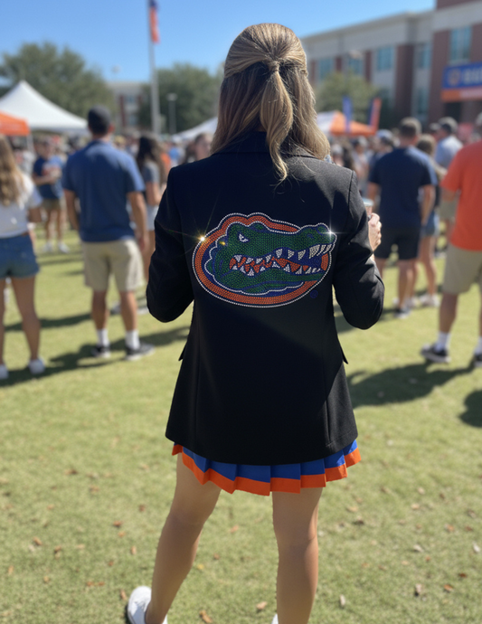 University of Florida Gator Head Black Ruched Sleeve Blazer