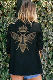 Blazer, Leopard Lined Black, Gold Queen Bee