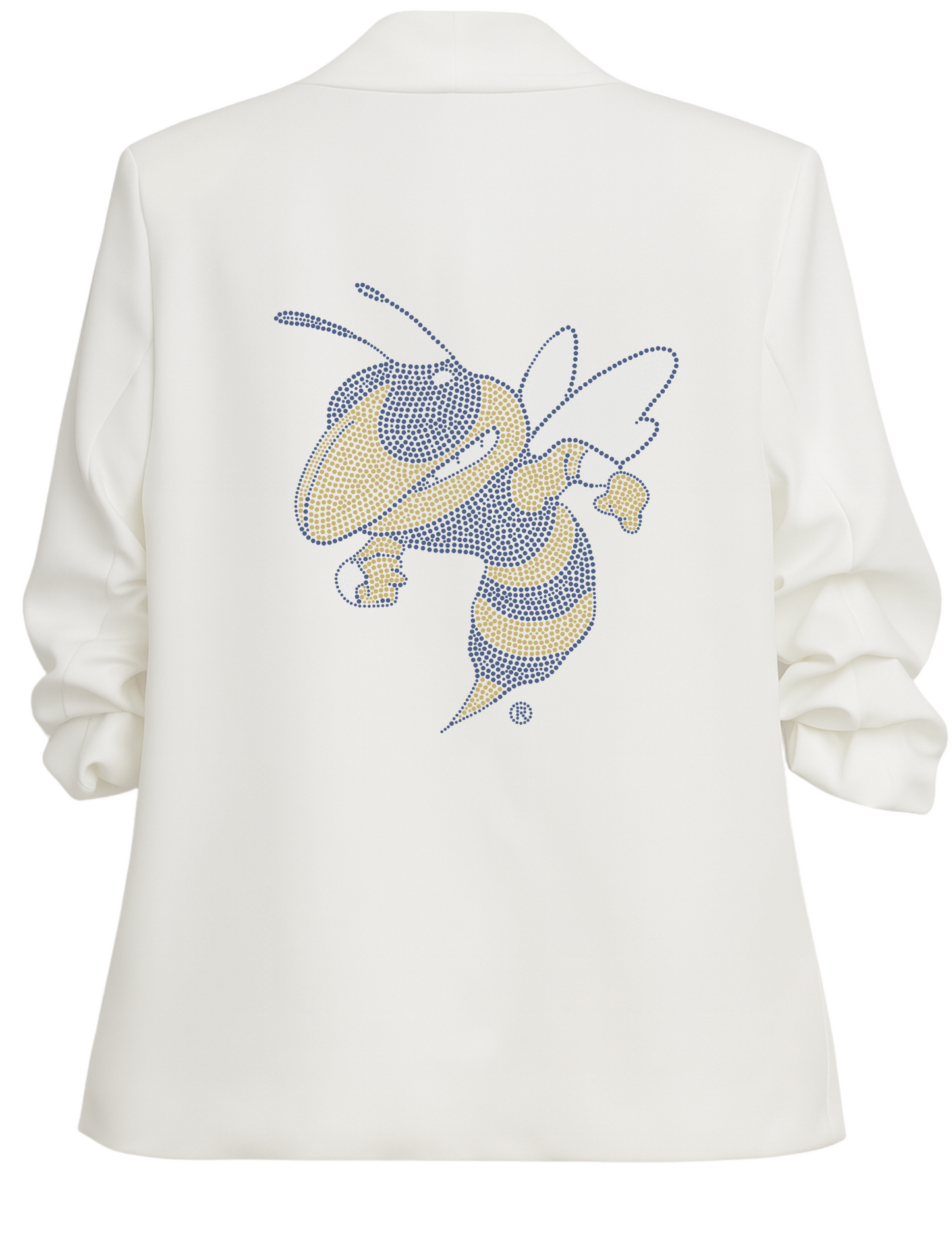 Georgia Tech Yellow Jackets White Ruched Sleeve Blazer