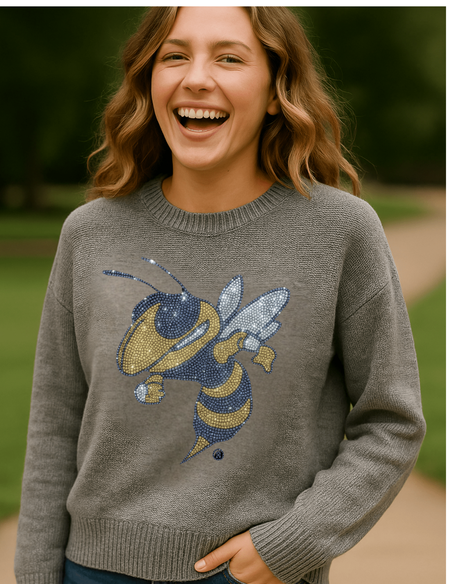 Georgia Tech Gray Crewneck Buzz Sweater