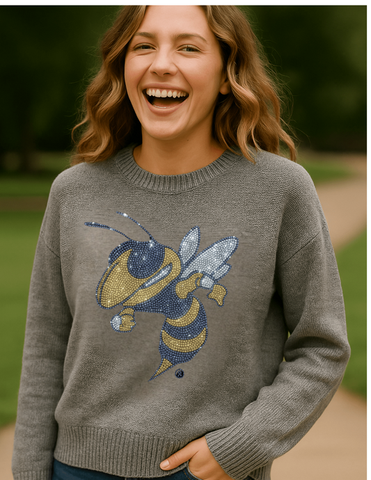 Georgia Tech Gray Crewneck Buzz Sweater