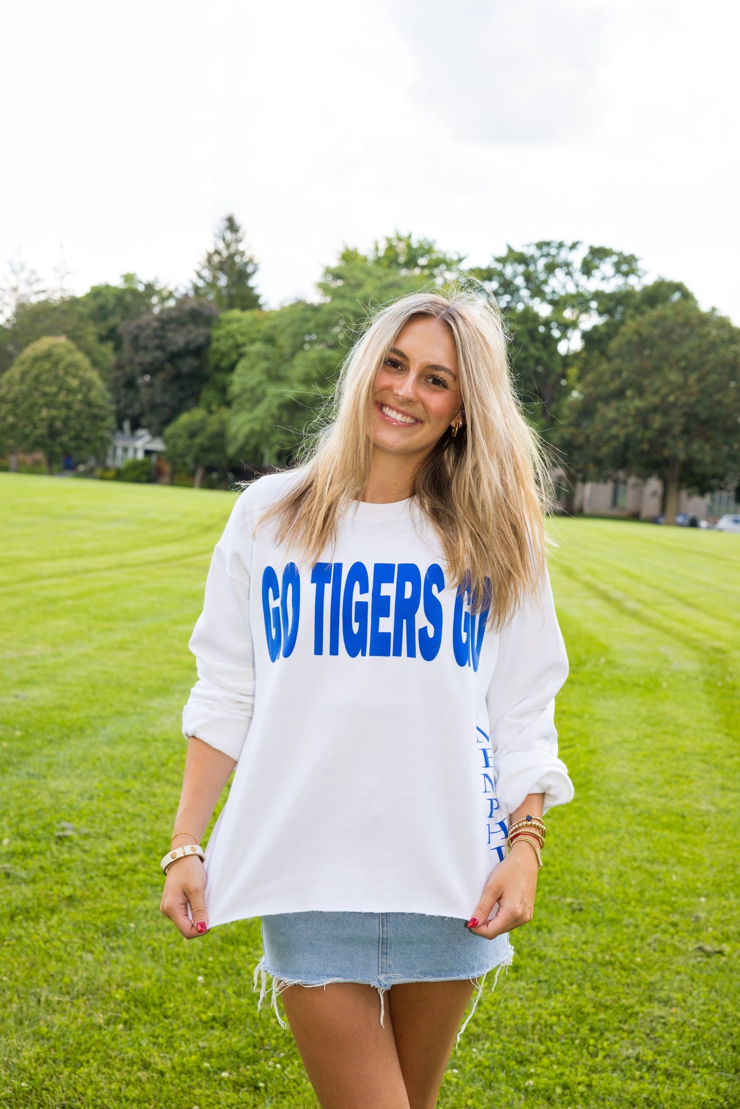 Game Day Sweatshirt, Crewneck White, Go Tigers Go Memphis