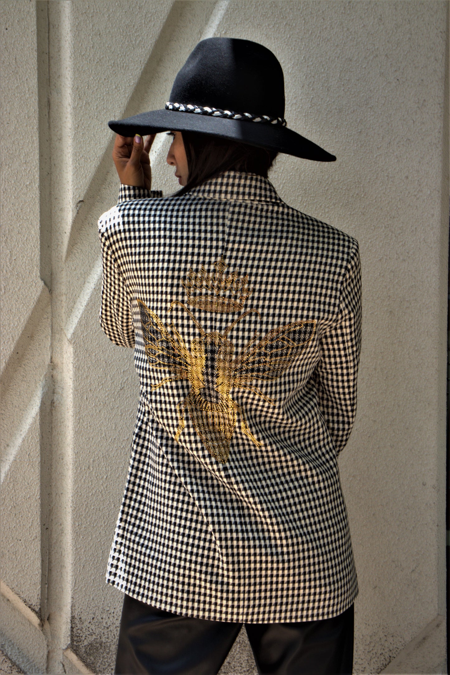 Blazer, Houndstooth, Gold Queen Bee