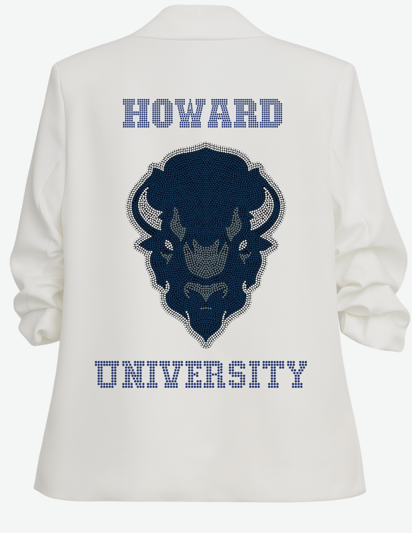 Howard University Bison & Script Ruched White Blazer