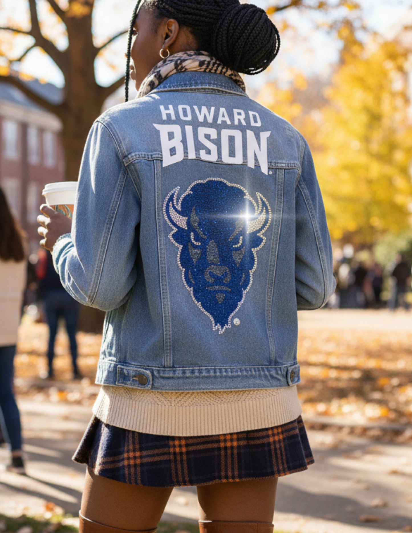 Game Day Jacket, Denim, Howard University Howard Bison w/ Head