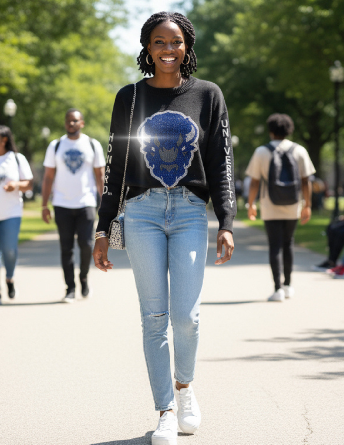Howard University Bison Black Crewneck Sweater