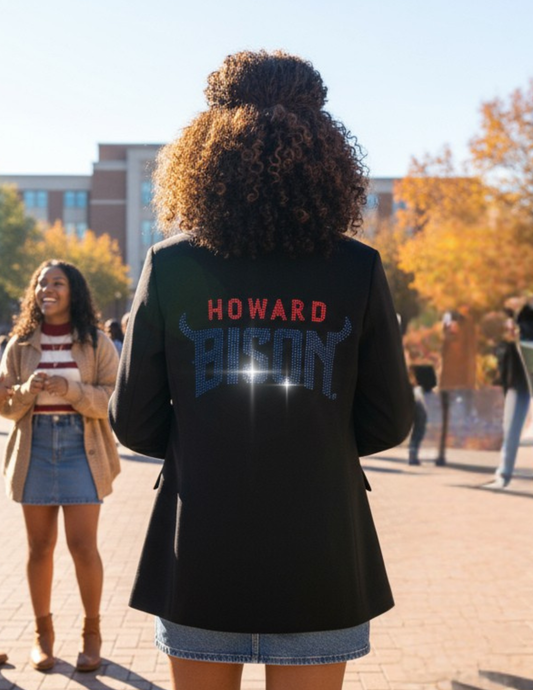 Game Day Blazer, Ruched Black, Howard University Bison