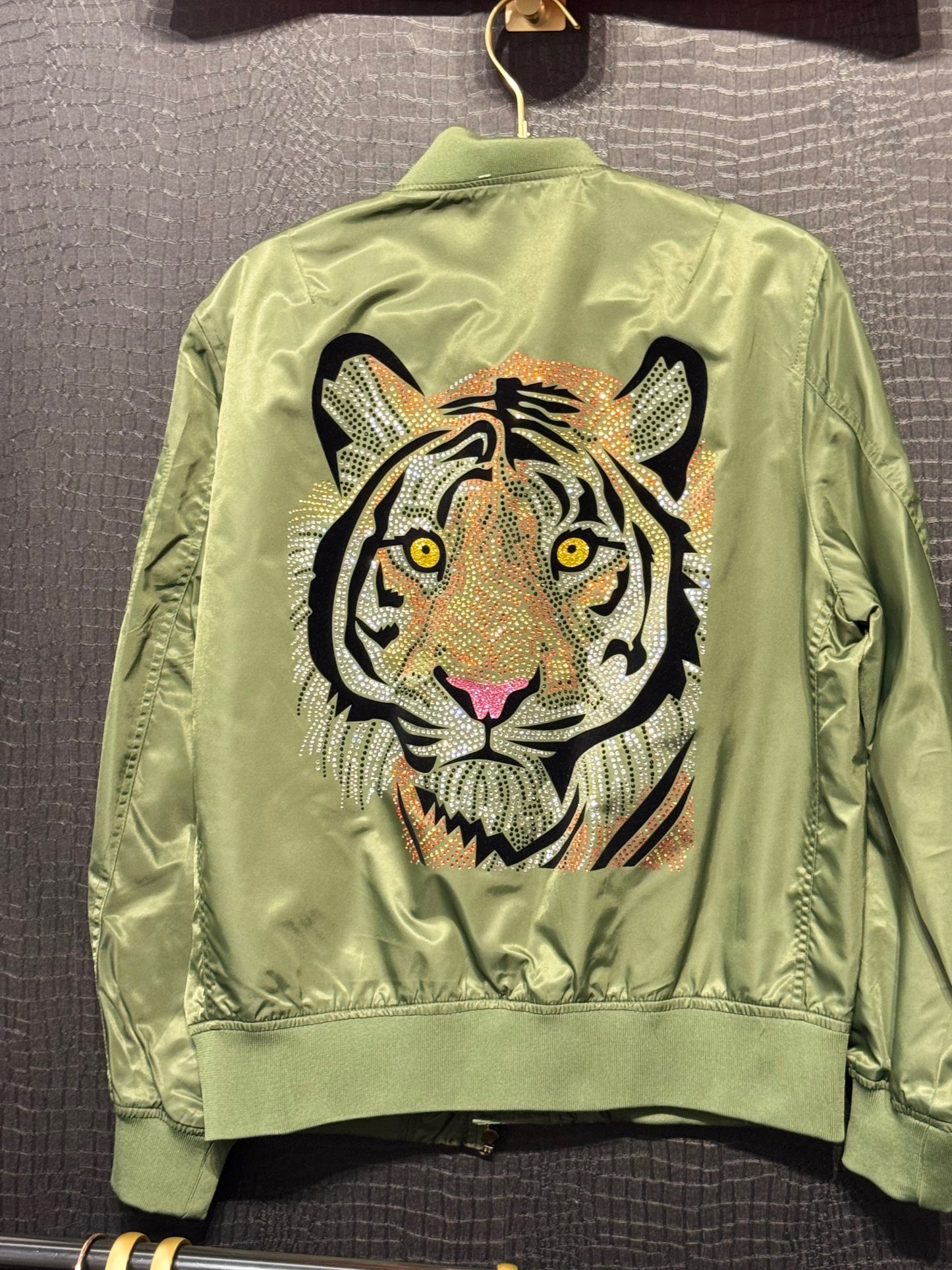 Crystal Tiger Face Green Bomber