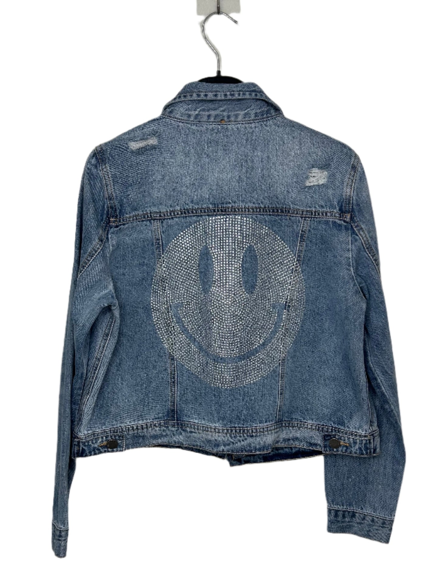 Jacket, Blue Denim, Silver Smiley