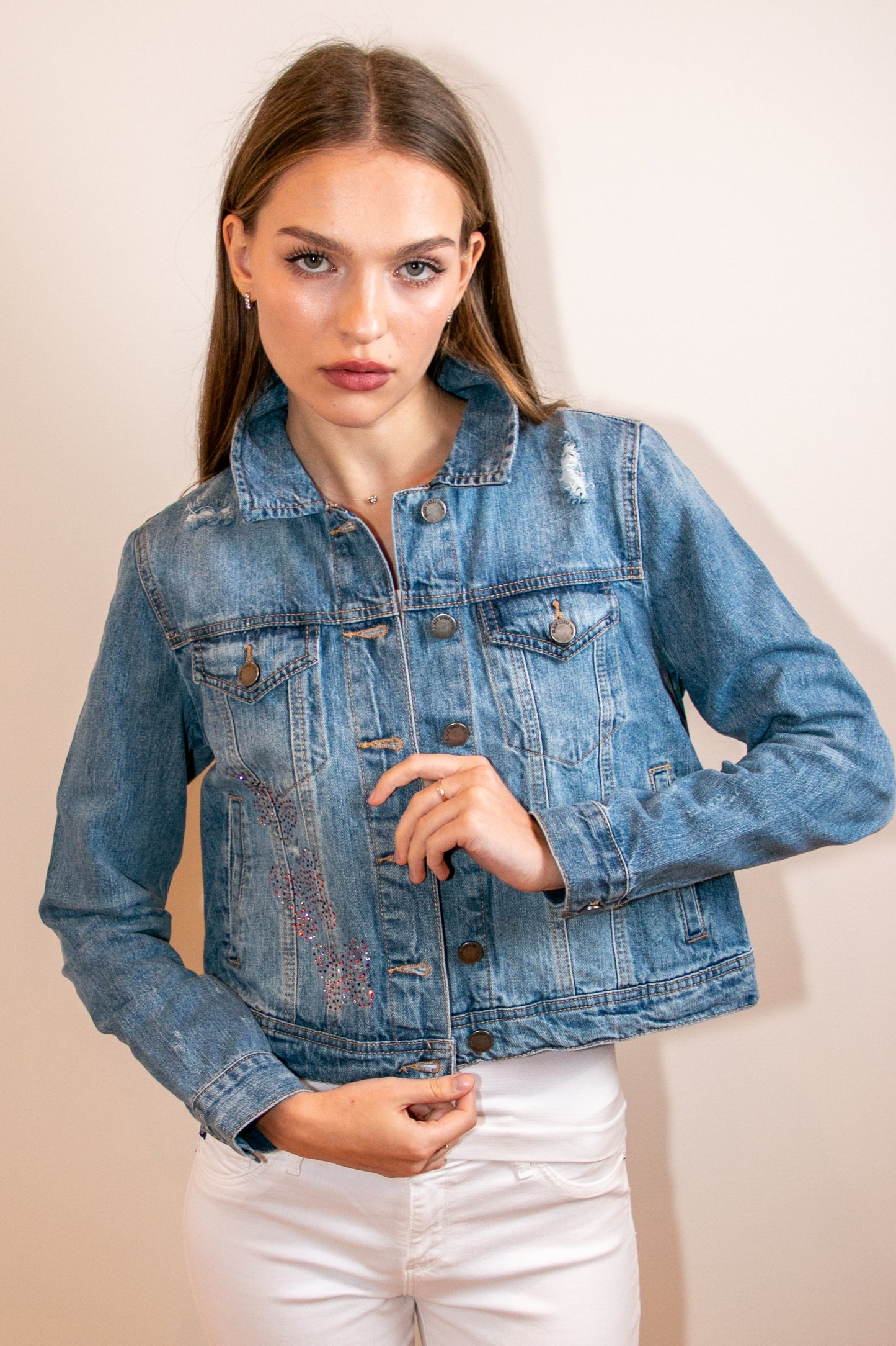 Jacket, Blue Denim, Butterflies