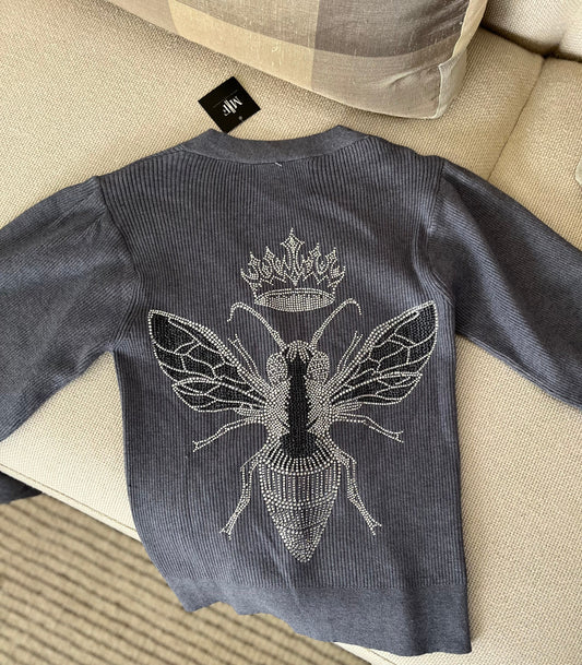 Silver Queen Bee Gray Cardigan Sweater