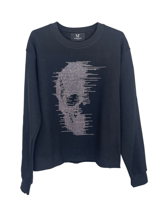 Sweatshirt, Crewneck Black, Silver Faded Skull