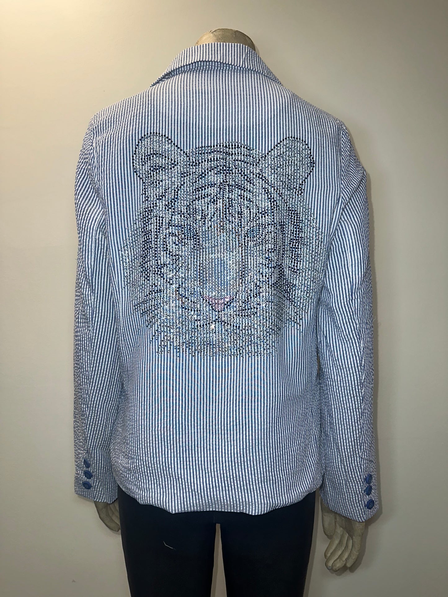 Blazer, Seersucker Blue, Silver Tiger Face