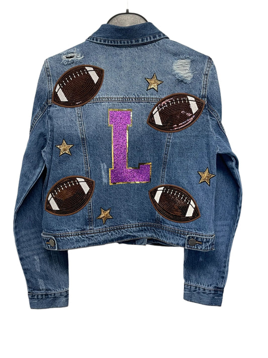 Game Day Jacket, Blue Denim, Football Explosion LSU L