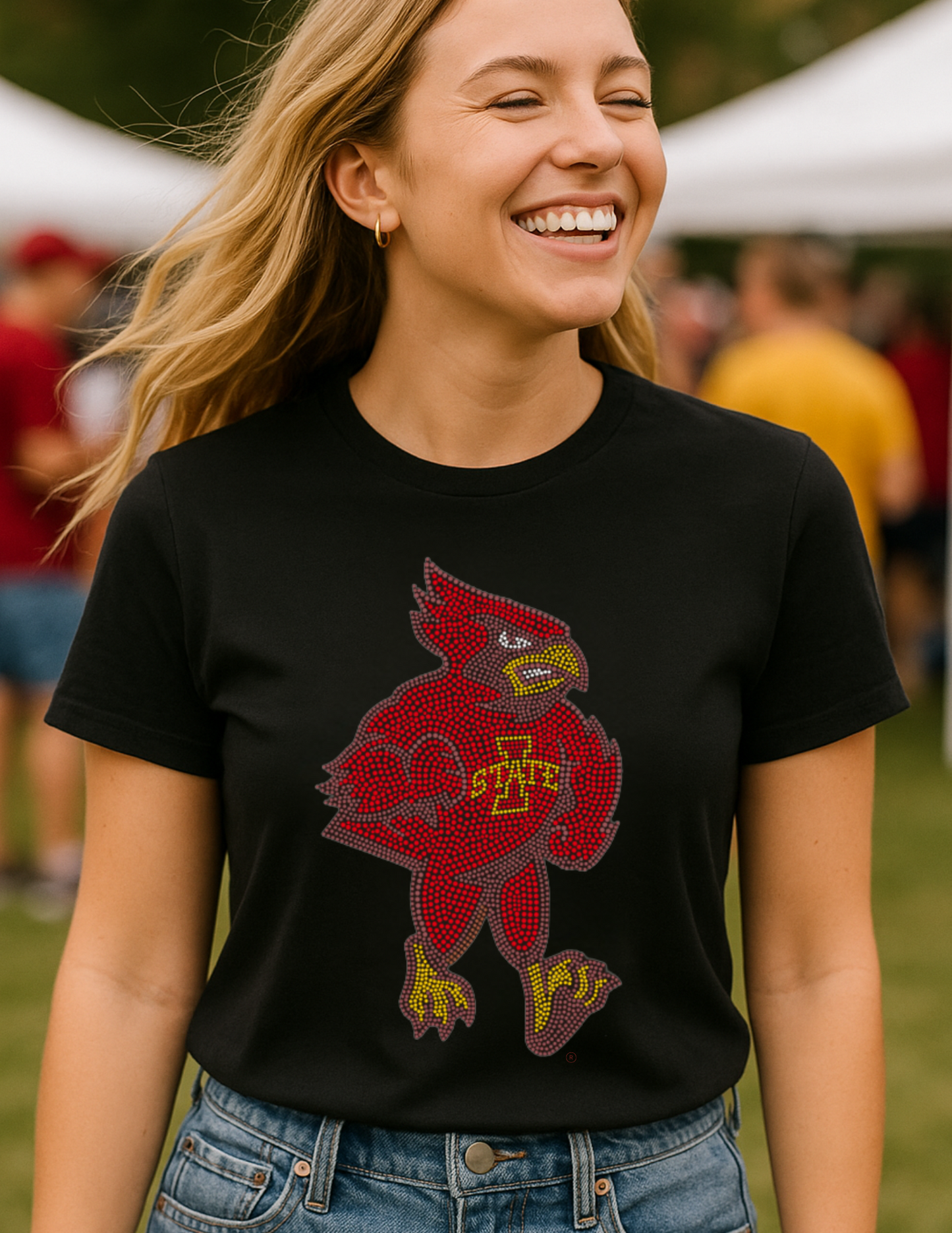 Game Day T-Shirt, Crewneck Black, Iowa State Cy The Cardinal